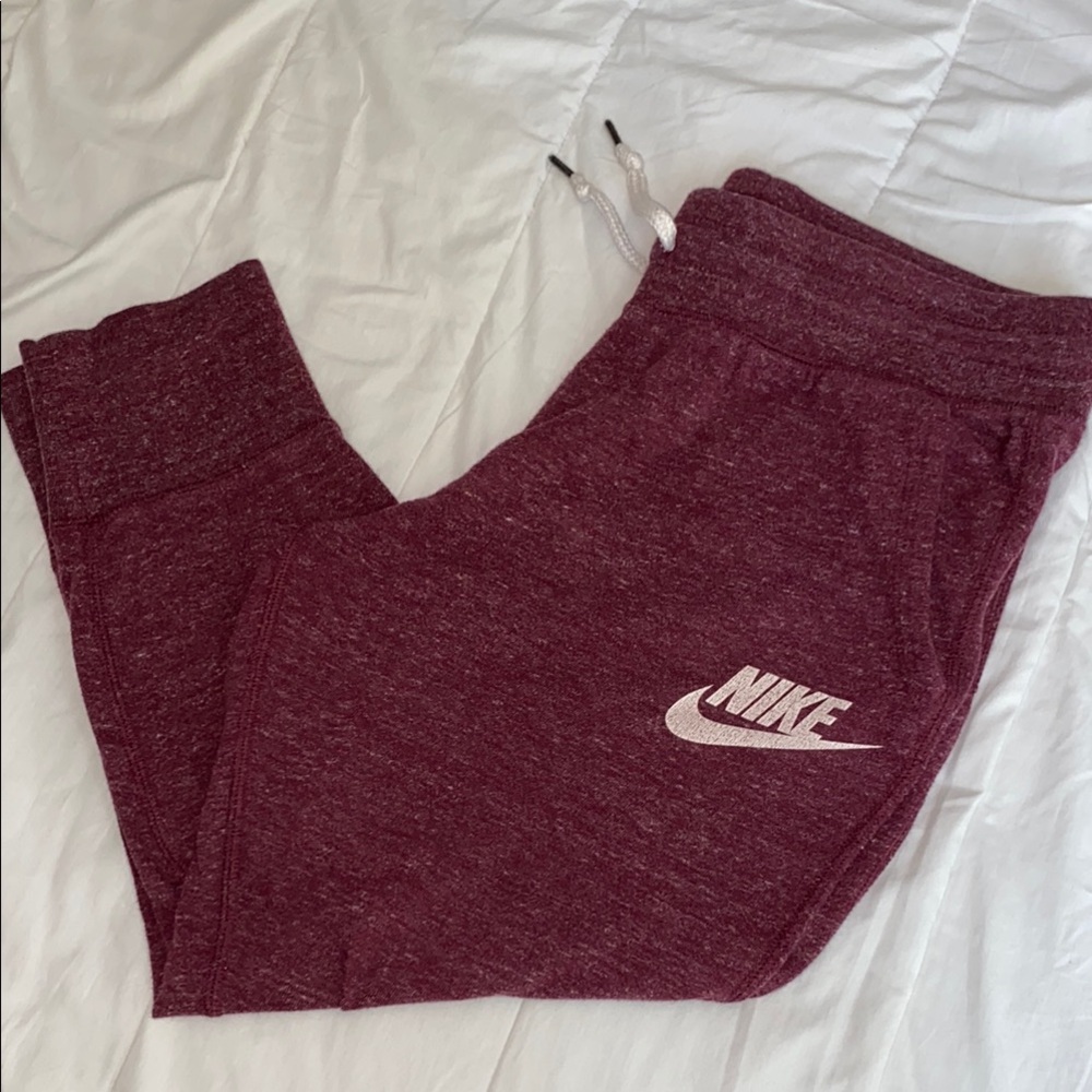 Nike Red Sweatpants with Elastic Cuffs and Drawstring